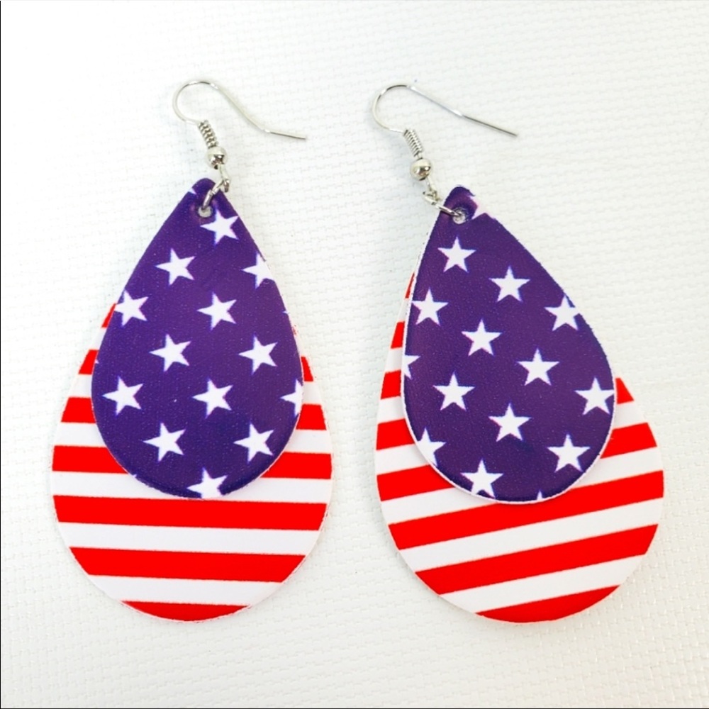 Patriotic red, white & blue earrings.